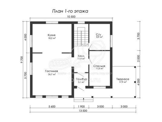3d проект ДГ060 - планировка 1 этажа