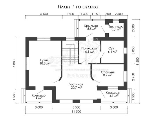 3d проект ДГ061 - планировка 1 этажа