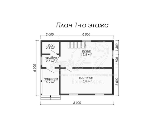 3d проект ДК002 - планировка 1 этажа