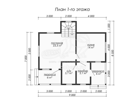 3d проект ДК009 - планировка 1 этажа