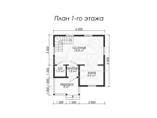 3d проект ДК019 - планировка 1 этажа