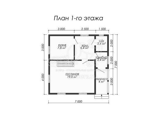 3d проект ДК026 - планировка 1 этажа