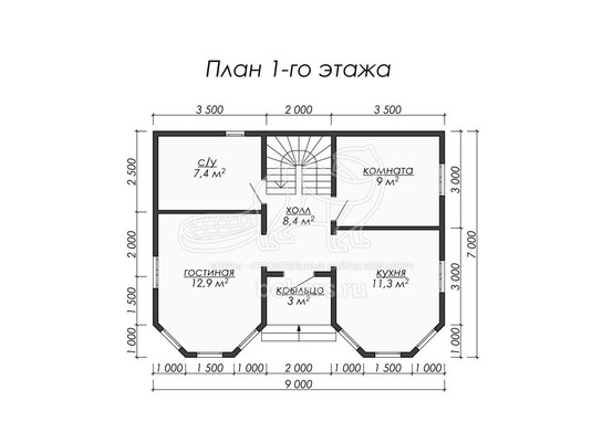 3d проект ДК032 - планировка 1 этажа