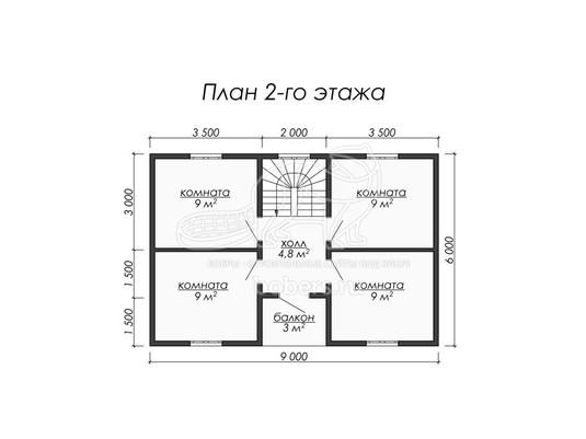 3d проект ДК032 - планировка 2 этажа