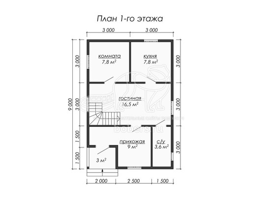 3d проект ДК037 - планировка 1 этажа