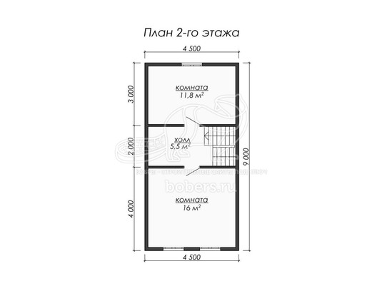 3d проект ДК038 - планировка 2 этажа