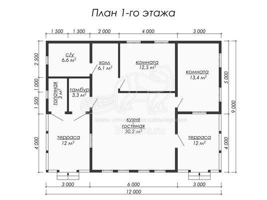 3d проект ДК046 - планировка 1 этажа