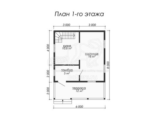 3d проект ДК049 - планировка 1 этажа