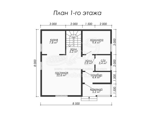 3d проект ДК051 - планировка 1 этажа