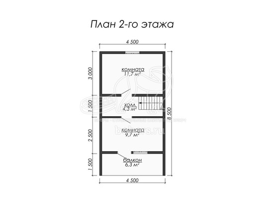 3d проект ДК053 - планировка 2 этажа