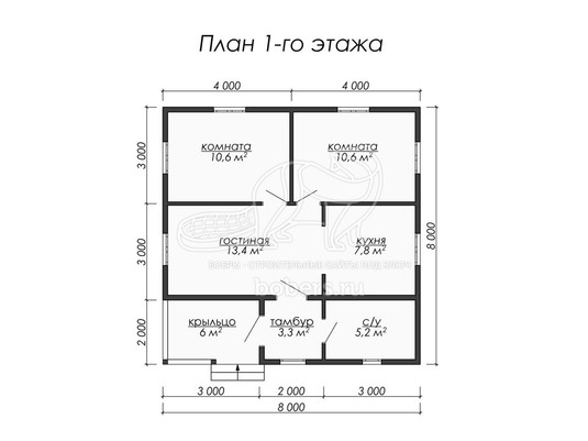 3d проект ДК055 - планировка 1 этажа</div>