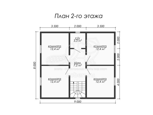 3d проект ДК057 - планировка 2 этажа
