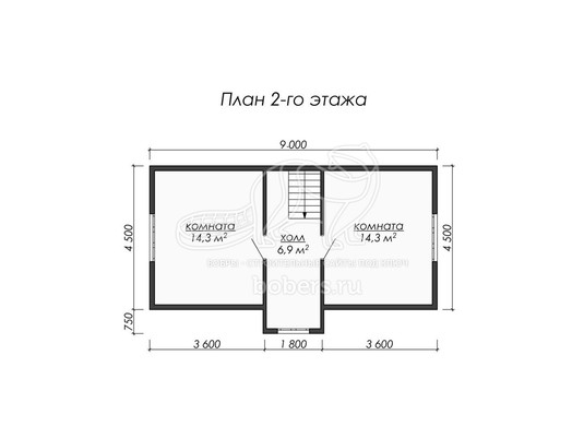 3d проект ДК061 - планировка 2 этажа