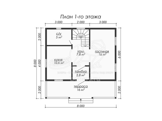 3d проект ДК066 - планировка 1 этажа