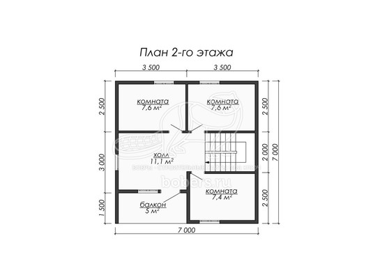 3d проект ДК076 - планировка 2 этажа