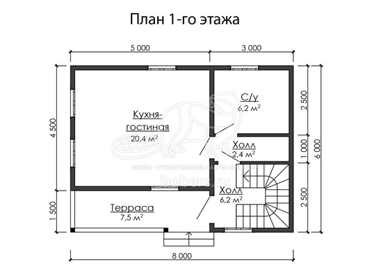 3d проект ДК078 - планировка 1 этажа