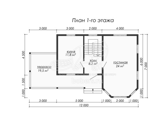 3d проект ДК079 - планировка 1 этажа