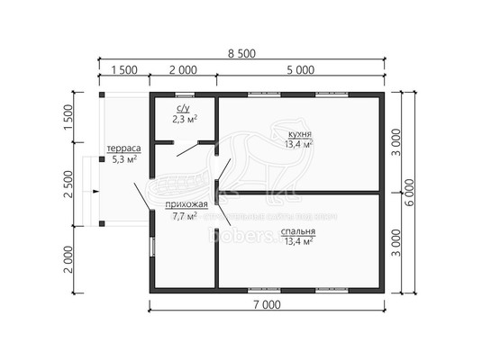 3d проект ДК099 - планировка 1 этажа</div>