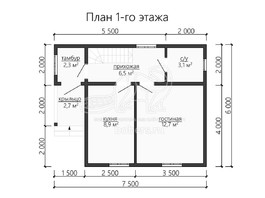 3d проект ДК122 - планировка 1 этажа