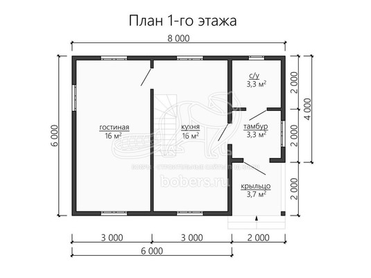 3d проект ДК127 - планировка 1 этажа