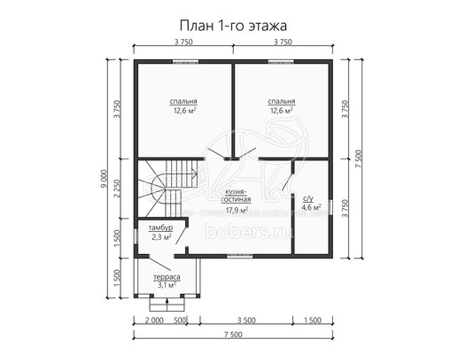 3d проект ДК166 - планировка 1 этажа
