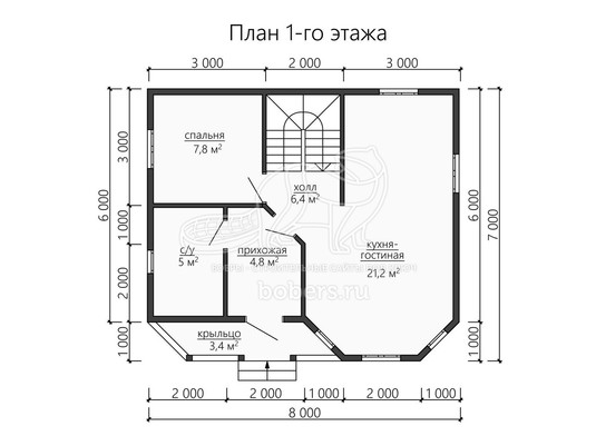 3d проект ДК173 - планировка 1 этажа