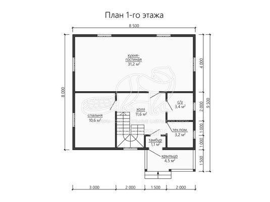 3d проект ДК180 - планировка 1 этажа