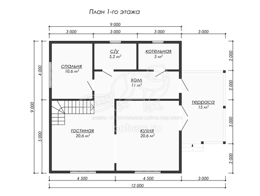 Пример планировки каркасного дома