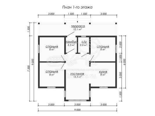 3d проект ДК220 - планировка 1 этажа