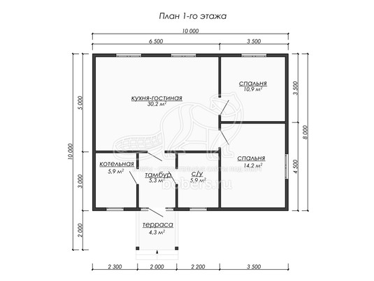 3d проект ДК229 - планировка 1 этажа</div>