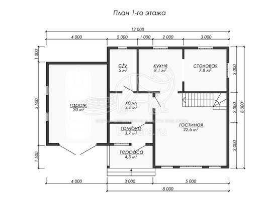3d проект ДК261 - планировка 1 этажа