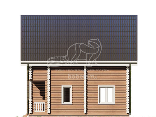 Пример визуализации фасада дома из бревна