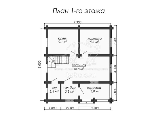 3d проект ДО015 - планировка 1 этажа