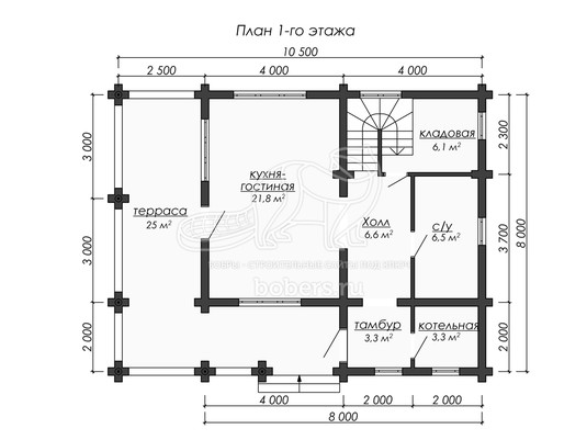 3d проект ДО018 - планировка 1 этажа