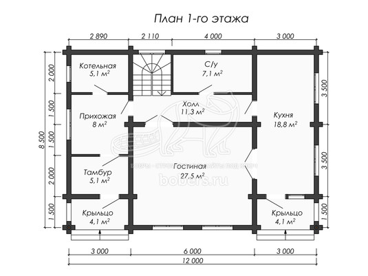 3d проект ДО021 - планировка 1 этажа