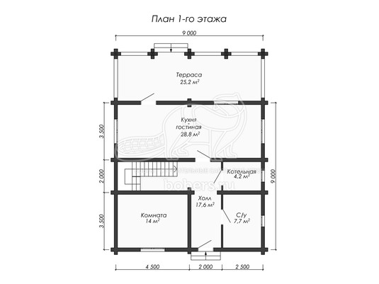 3d проект ДО022 - планировка 1 этажа