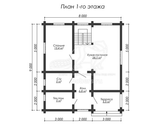 3d проект ДО023 - планировка 1 этажа
