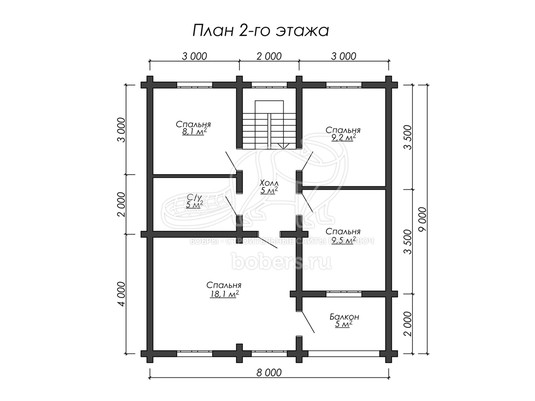 3d проект ДО023 - планировка 2 этажа