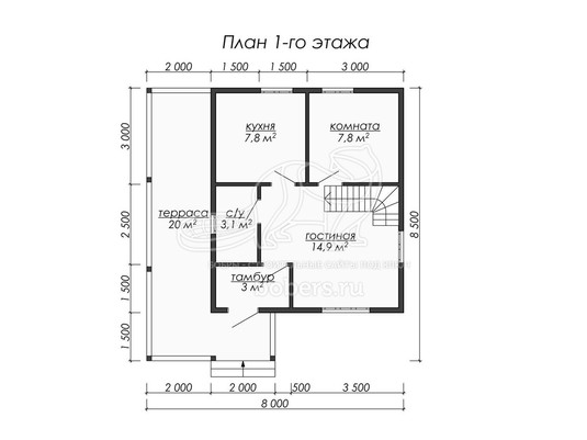 3d проект ДУ016 - планировка 1 этажа