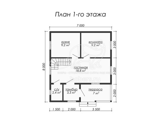 3d проект ДУ024 - планировка 1 этажа