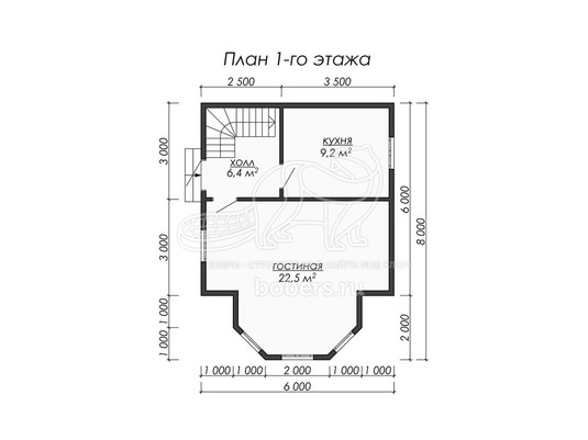 3d проект ДУ034 - планировка 1 этажа