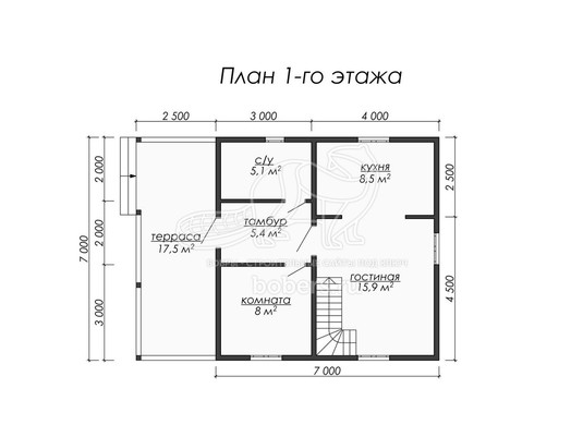 3d проект ДУ044 - планировка 1 этажа