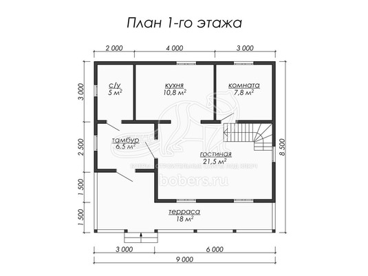 3d проект ДУ053 - планировка 1 этажа