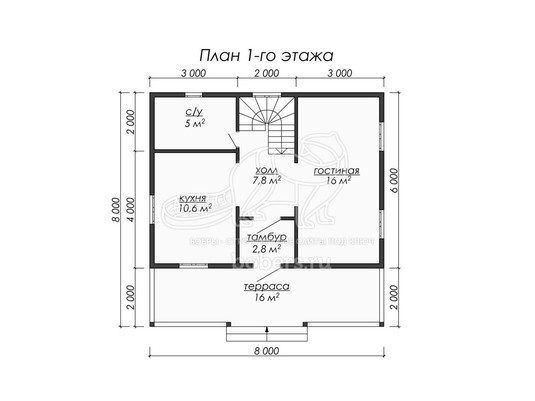 3d проект ДУ066 - планировка 1 этажа