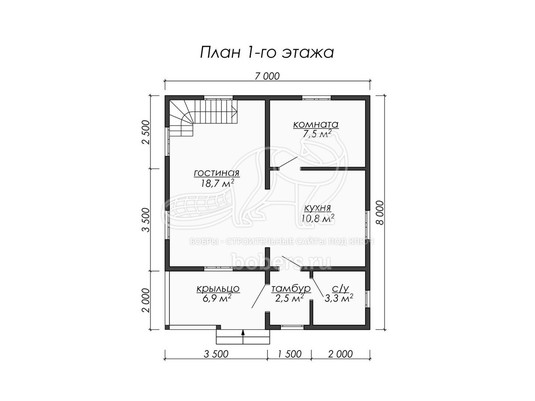 3d проект ДУ070 - планировка 1 этажа
