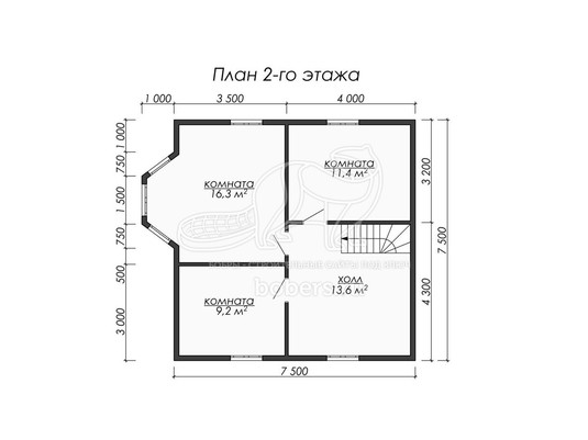 3d проект ДУ072 - планировка 2 этажа