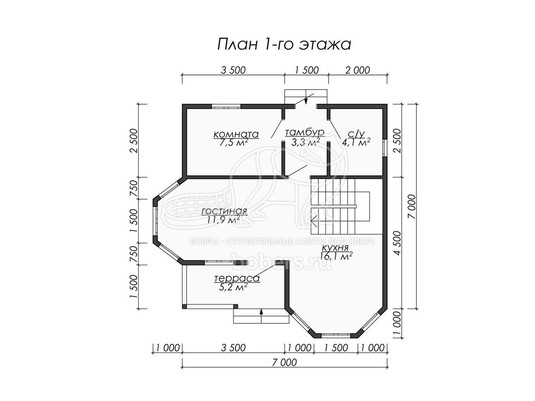 3d проект ДУ076 - планировка 1 этажа