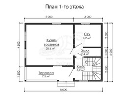 3d проект ДУ078 - планировка 1 этажа