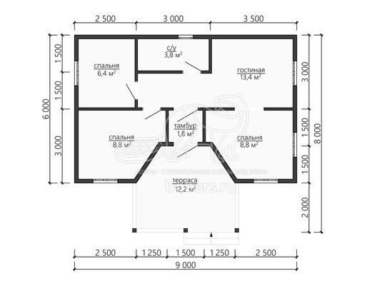 3d проект ДУ103 - планировка 1 этажа