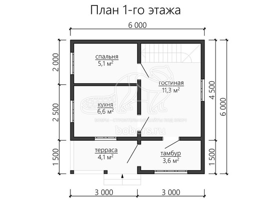 3d проект ДУ107 - планировка 1 этажа